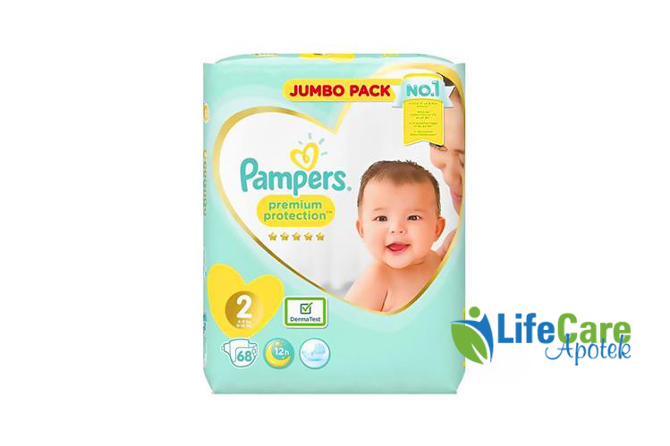 PAMPERS NO 2 PREMIUM CARE 68  DIAPERS 4 TO 8 KG - Life Care Apotek