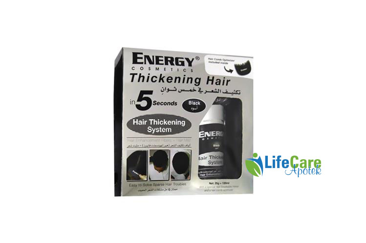 ENERGY THICKENING HAIR FIBERS BLACK 25 GM PLUS 120 ML - Life Care Apotek