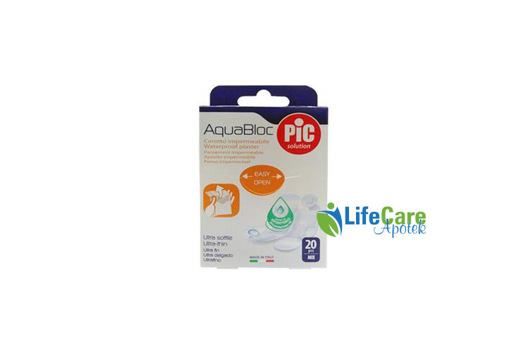 PIC PLASTERS AQUABLOC MIX ANTIBACTER 20 PCS - Life Care Apotek