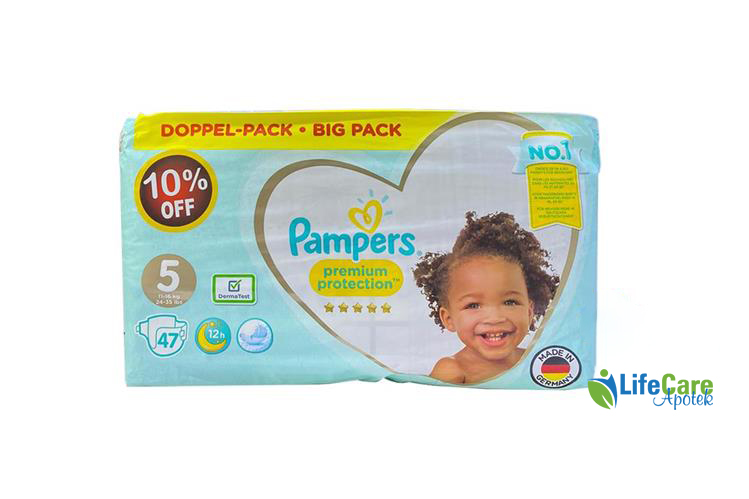 PAMPERS 5 PREMIUM PROTECTION 47 DIAPERS 11 TO 16 KG - Life Care Apotek