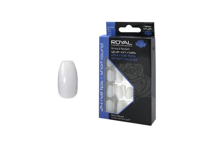 ROYAL 24 NAIL TIPS SHORT ROUND  PLUS 2GM GLUE - Life Care Apotek