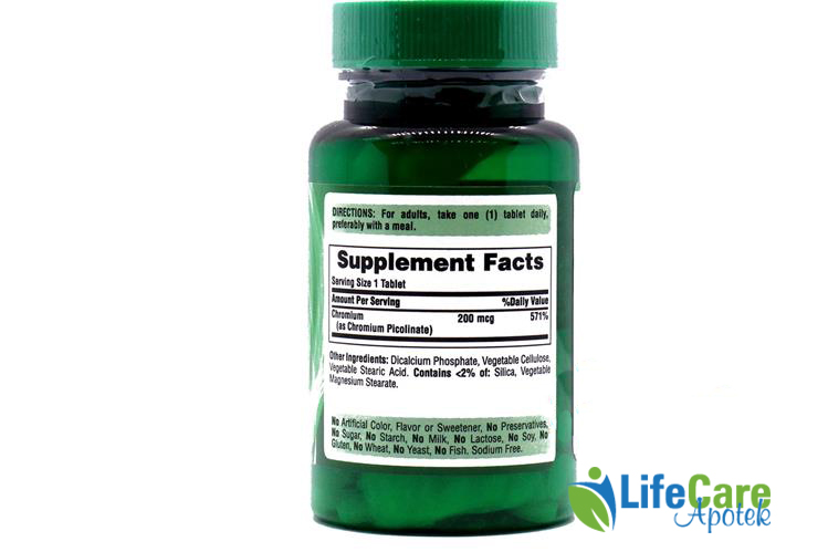 PURITAN'S PRIDE CHROMIUM 200MCG 100TABLET - Life Care Apotek