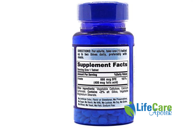 PURITANS PRIDE  FOLIC ACID 400MCG 250 TABLET - Life Care Apotek