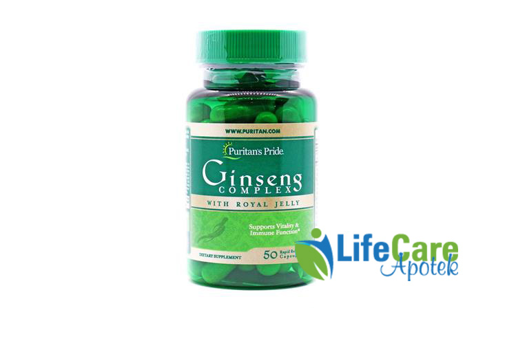 PURITANS PRIDE GINSENG WITH ROYAL JELLY 50 CAPSULE - Life Care Apotek