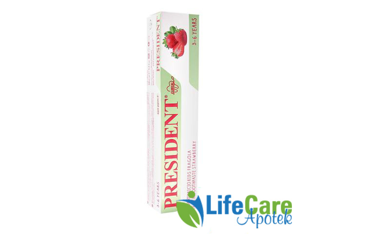 PRESIDENT KIDS TOOTHPASTE STRAWBERRYFLAVOR 3 TO 6 YEARS 50M - Life Care Apotek