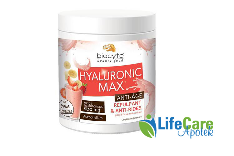 BIOCYTE HYALURONIC MAX  ANTI AGING STRAWBERRY AND BANANA 240 GM - Life Care Apotek