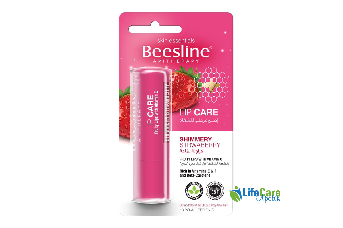 BEESLINE LIP CARE SHIMMERY STRAWBERRY 4GM - Life Care Apotek