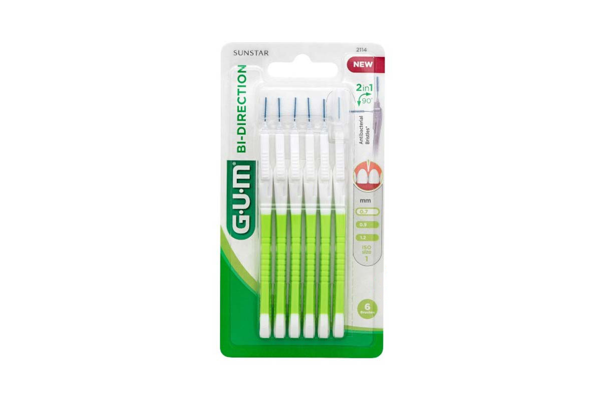 GUM BI DIRECTION ANTIBACTERIAL BRISTLES 0.7MM 2114 - Life Care Apotek