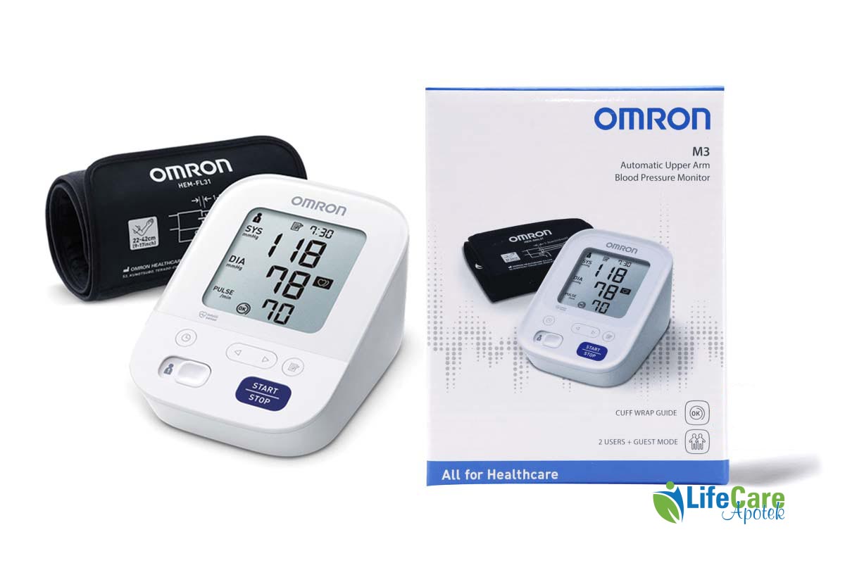 OMRON BLOOD PRESSURE MONITOR M3 2USERS PLUS GUEST MODE 22 TO 42CM - Life Care Apotek