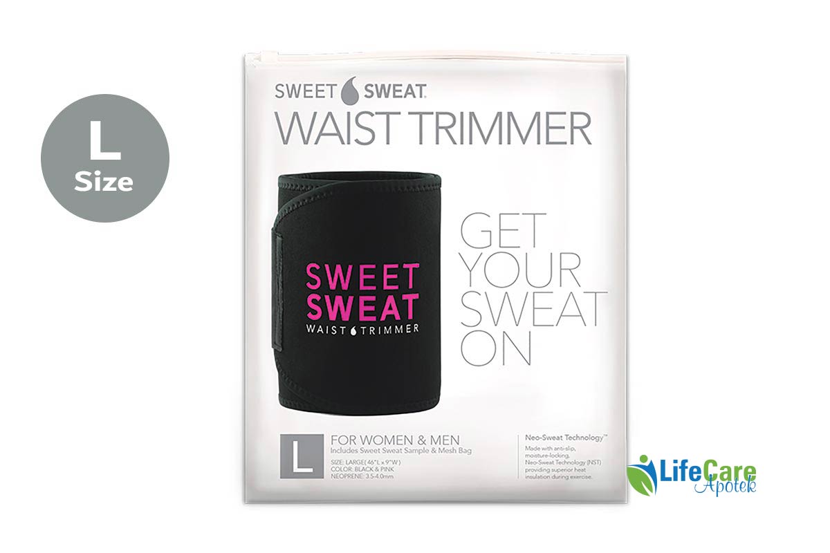 SWEET SWEAT WAIST TRIMMER BLACK AND PINK LARGE - Life Care Apotek