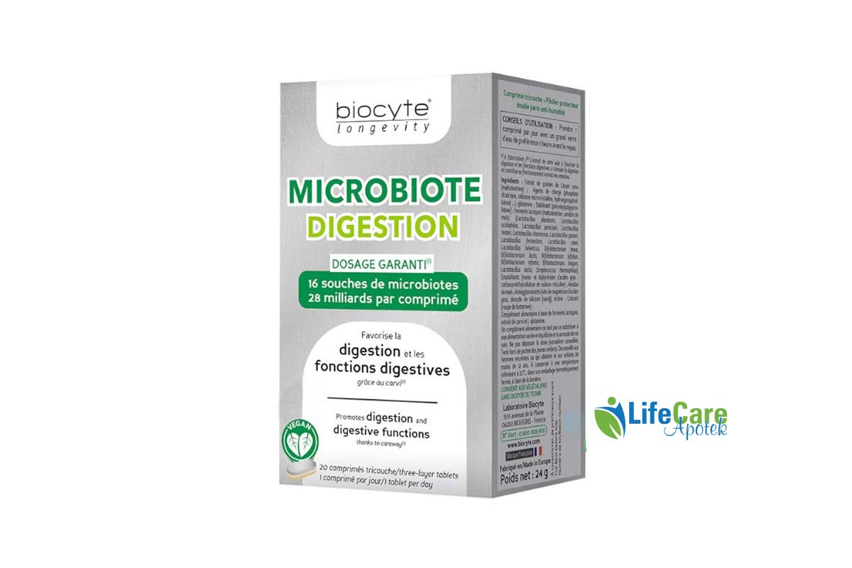 BIOCYTE MICROBIOTE DIGESTION 20 TABLETS - Life Care Apotek
