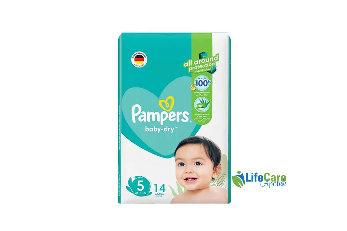 PAMPERS 5 BABY DRY 14 DIAPERS 11 TO 16 KG - Life Care Apotek