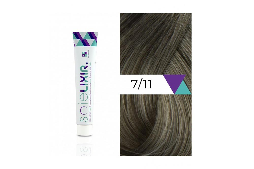 SOIELIXIR AMMONIA FREE HAIR COLOR 7/11 MEDIUM INTENSE ASH BLONDE 100 ML - Life Care Apotek