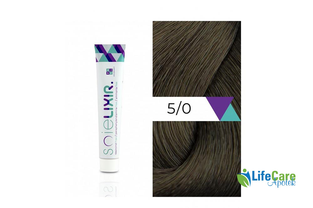 SOIELIXIR AMMONIA FREE HAIR COLOR 5/0 LIGHT BROWN 100 ML - Life Care Apotek