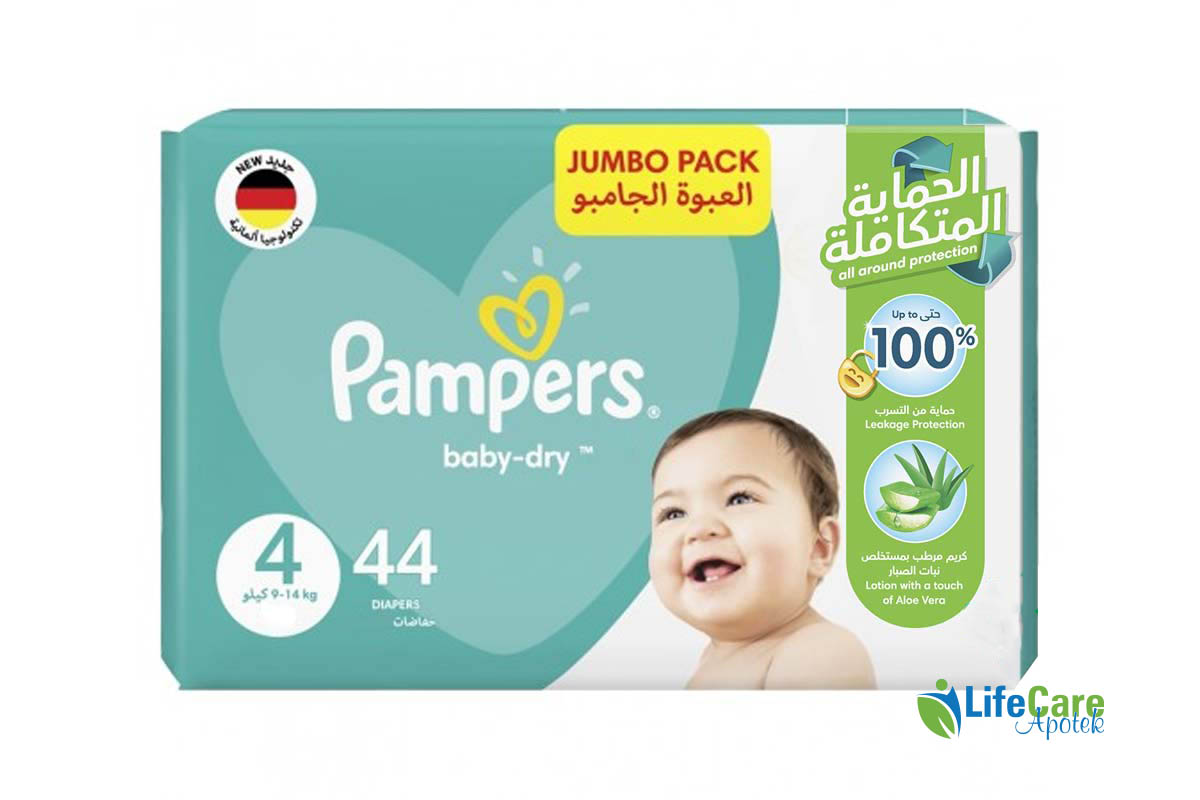 PAMPERS BABY DRY 4 9 TO 14KG 44 DIAPERS - Life Care Apotek