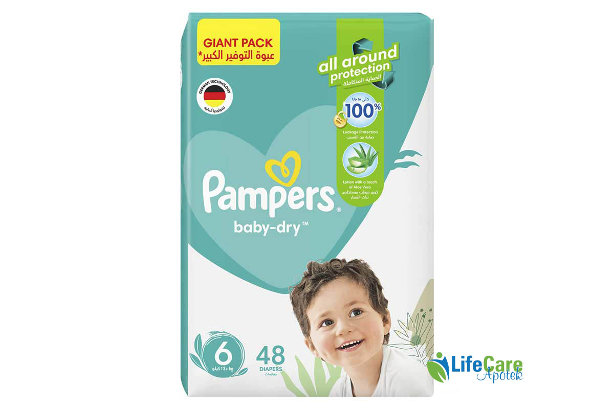 PAMPERS BABY DRY 6 48 DIAPERS 13 PLUS KG - Life Care Apotek