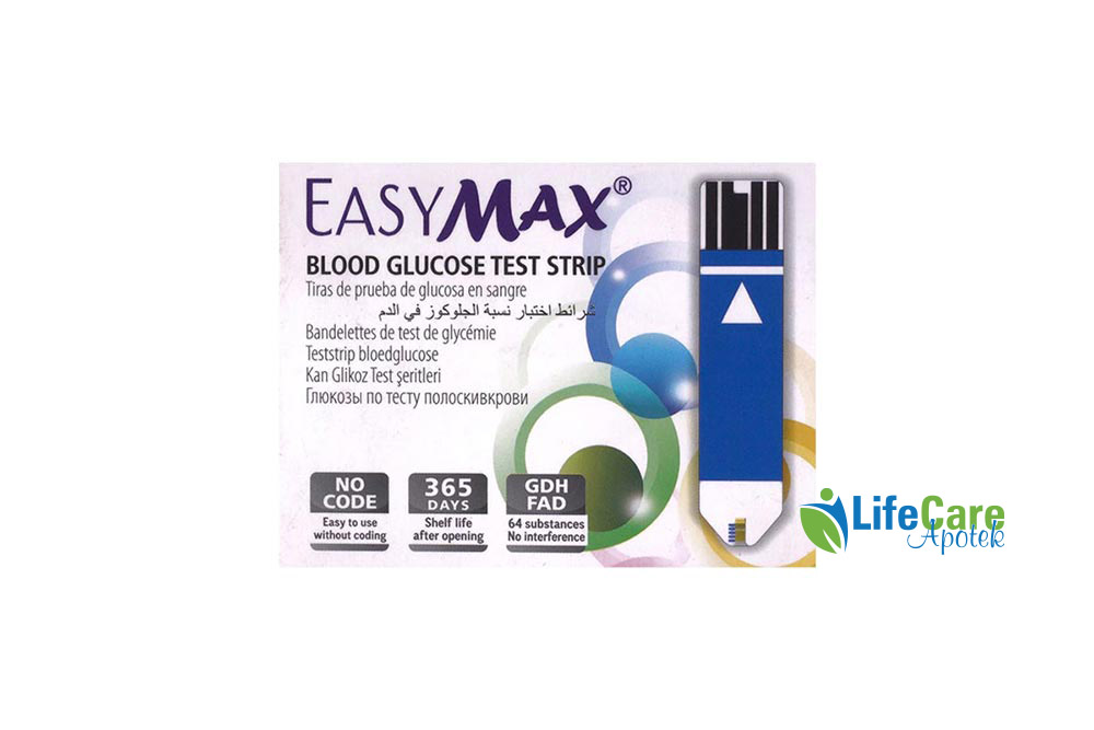 EASY MAX BLOOD GLUCOSE 50 STRIP - Life Care Apotek