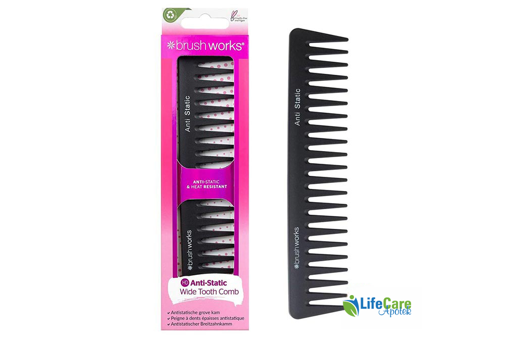 BRUSH WORKS HD ANTI STATIC WIDE TOOTH COMB - Life Care Apotek