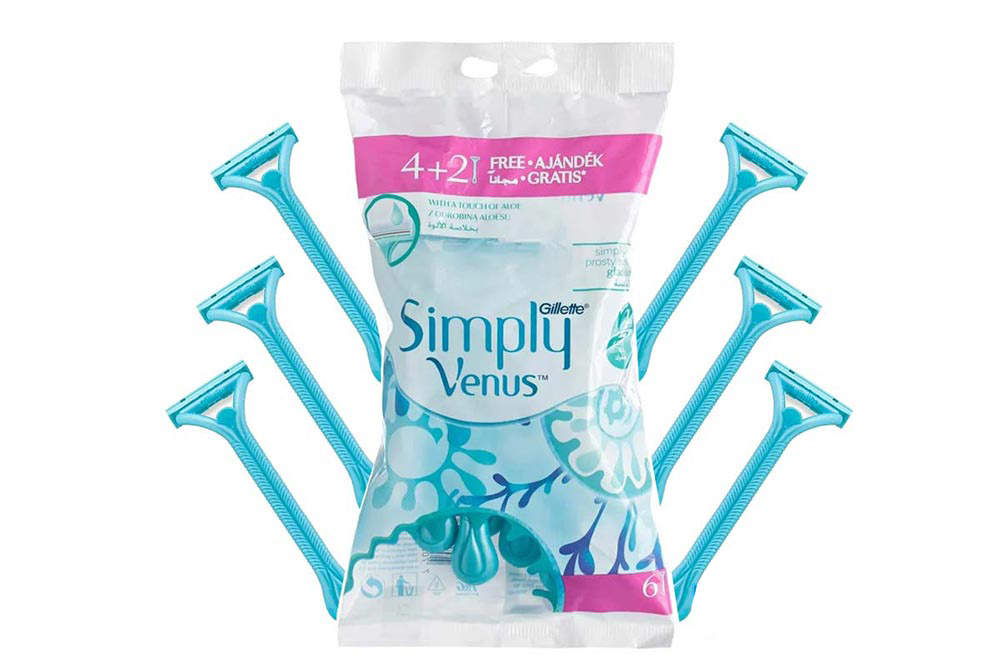 GILLETTE VENUS SIMPLY 4 PLUS 2 FREE RAZOR 6 PCS - Life Care Apotek