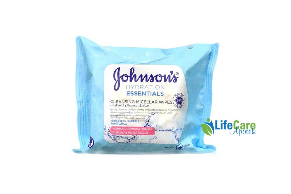 JOHNSONS HYDRATION ESSENTIALS CLEANSING 25 WIPES - Life Care Apotek