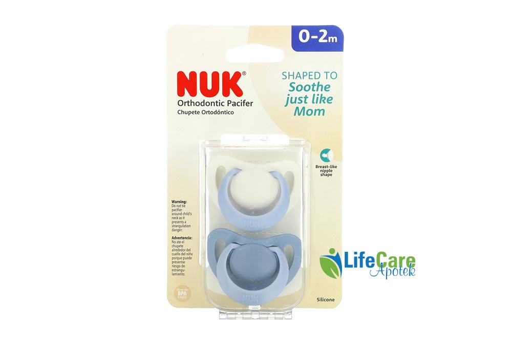 NUK ORTHODONTIC PACIFIER CHUPETE BLUE 0 TO 2 MONTH 2 PCS - Life Care Apotek
