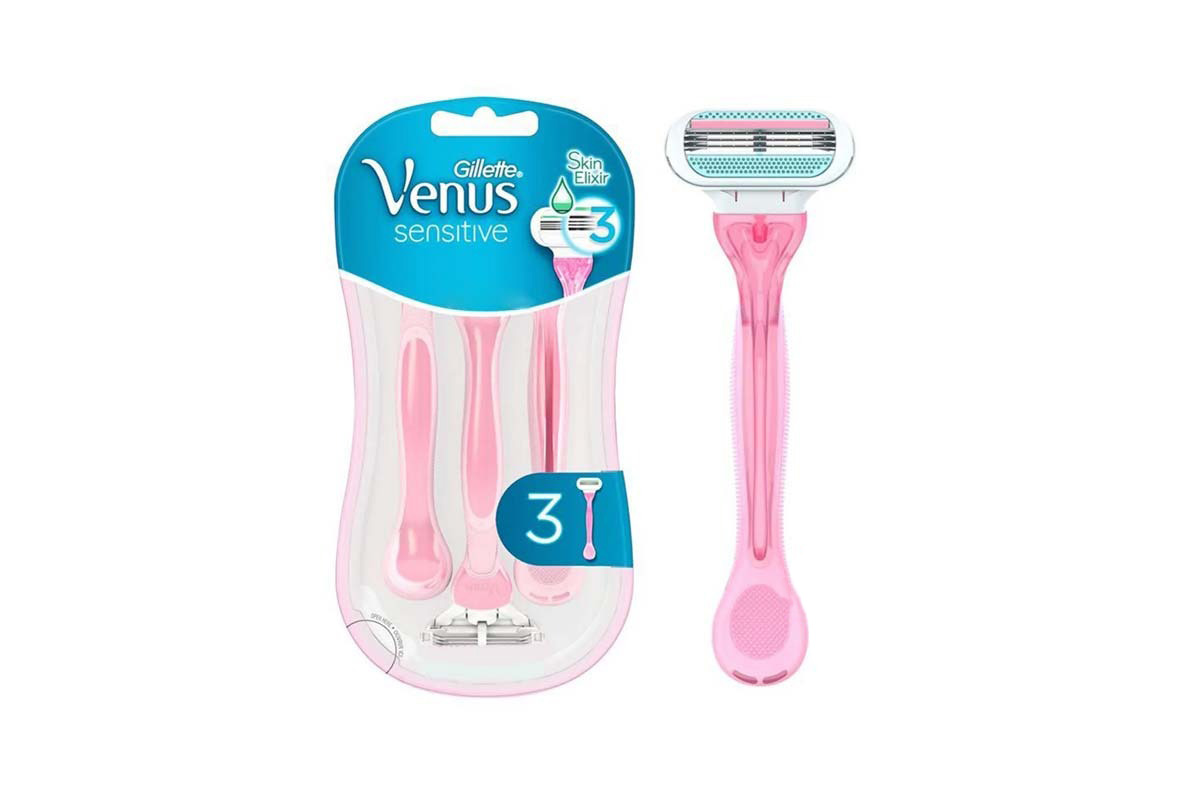 GILLETTE VENUS SENSITIVE SKIN ELIXIR 3 PCS - Life Care Apotek