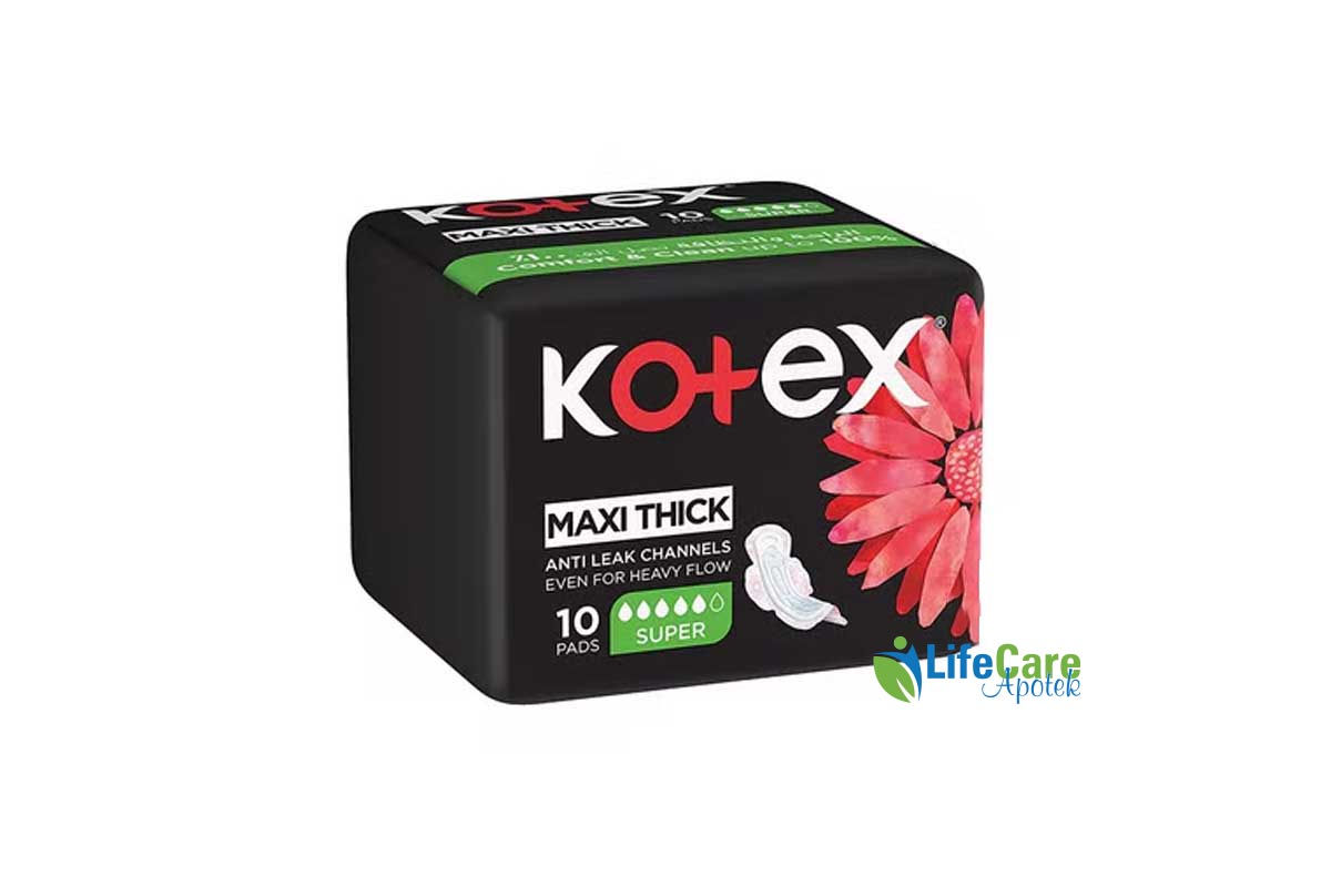 KOTEX MAXI THICK SUPER 10 PADS - Life Care Apotek