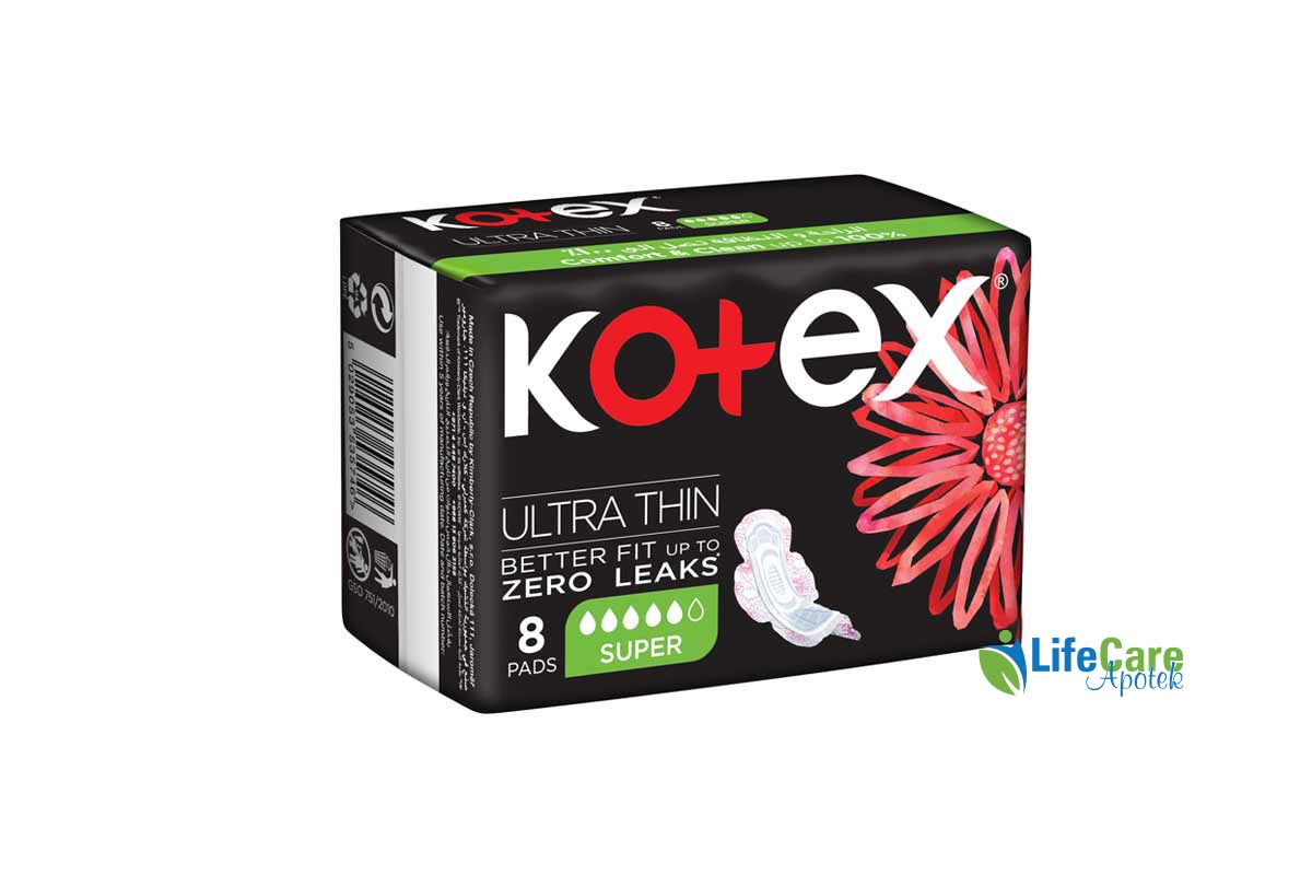 KOTEX ULTRA THIN SUPER 8 PADS - Life Care Apotek