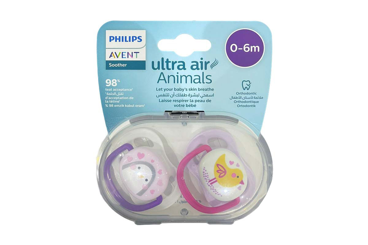 PHILIPS AVENT ULTRA  AIR PACIFIER PINK AND PURPLE 0 TO 6 MONTH - Life Care Apotek