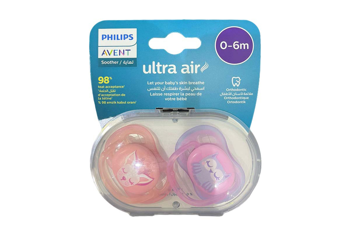 PHILIPS AVENT ULTRA  AIR PACIFIER RED AND PINK 0 TO 6 MONTH - Life Care Apotek