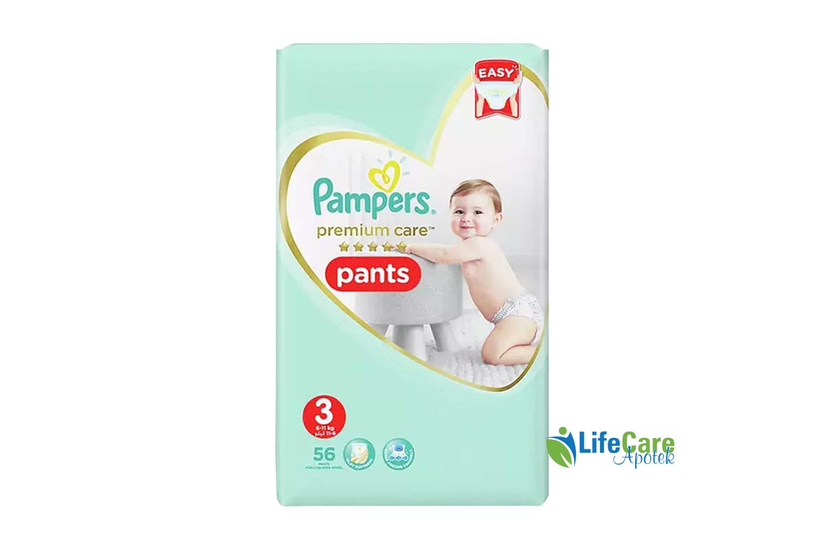 PAMPERS 3 PREMIUM CARE PANTS 6 TO 11 KG 56 PANTS - Life Care Apotek