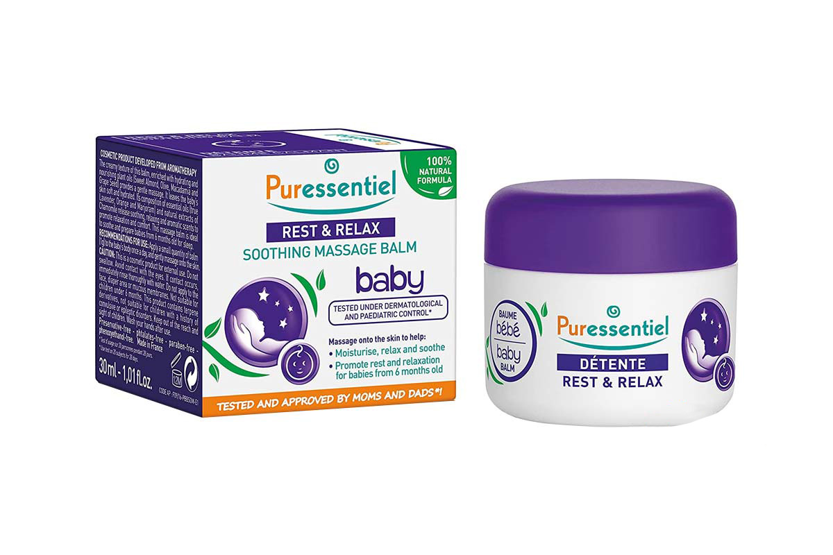 PURESSENTIEL REST AND RELAX SOOTHING MASSAGE BALM BABY ESSENTIAL OILS 30 ML - Life Care Apotek