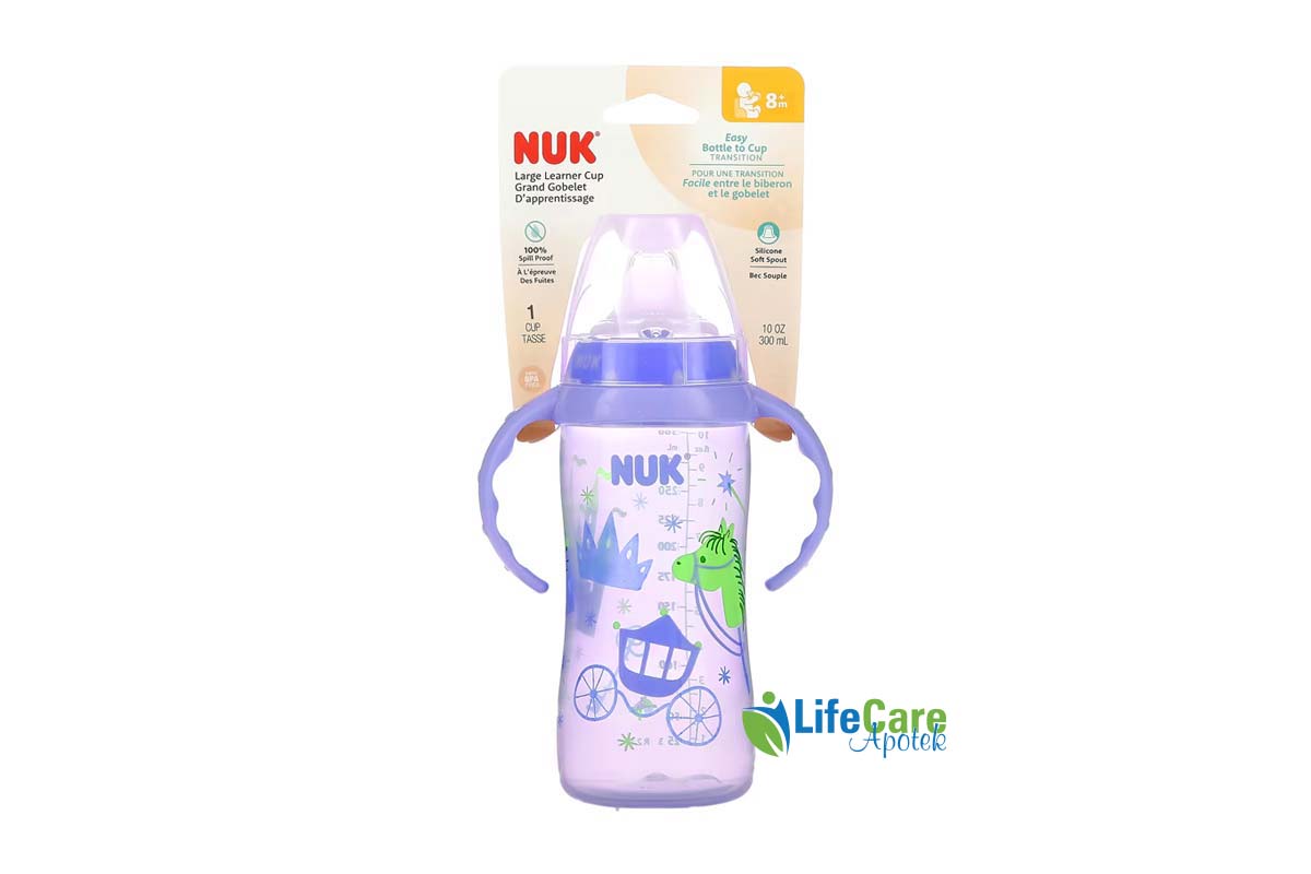 NUK LARGE LEARNER CUP LIGHT BLUE 8 PLUS MONTH 300 ML - Life Care Apotek