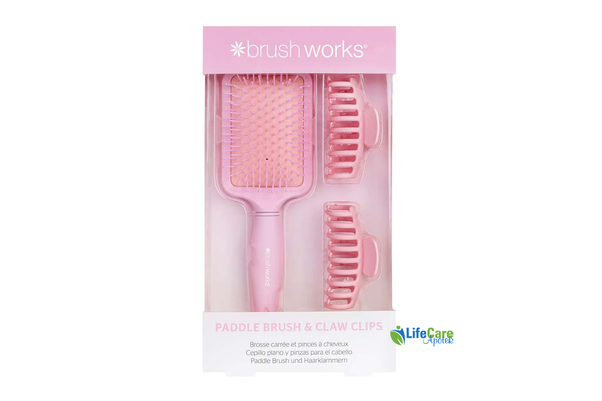 BRUSH WORKS PADDLE BRUSH AND CLAW CLIPS - Life Care Apotek