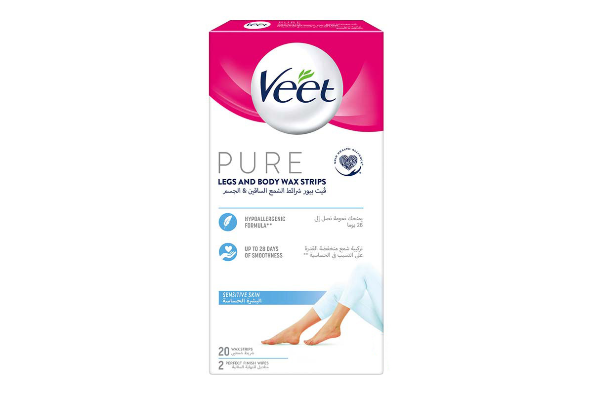 VEET PURE LEGS AND BODY SENSITIVE SKIN 20 WAX STRIPS - Life Care Apotek