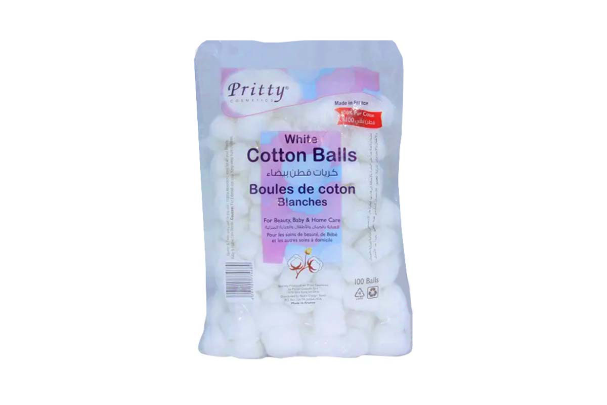 PRITTY WHITE COTTON 100 BALLS - Life Care Apotek