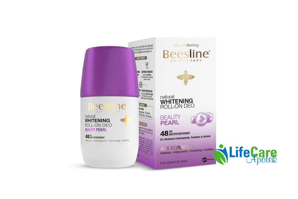 BEESLINE NATURAL WHITENING ROLL ON DEO BEAUTY PEARL 48HR 50 ML - Life Care Apotek