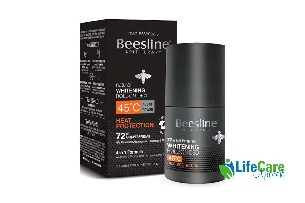 BEESLINE NATURAL WHITENING ROLL ON DEO 45C SILVER POWER HEAT PROTECTION 72HR 50 ML - Life Care Apotek