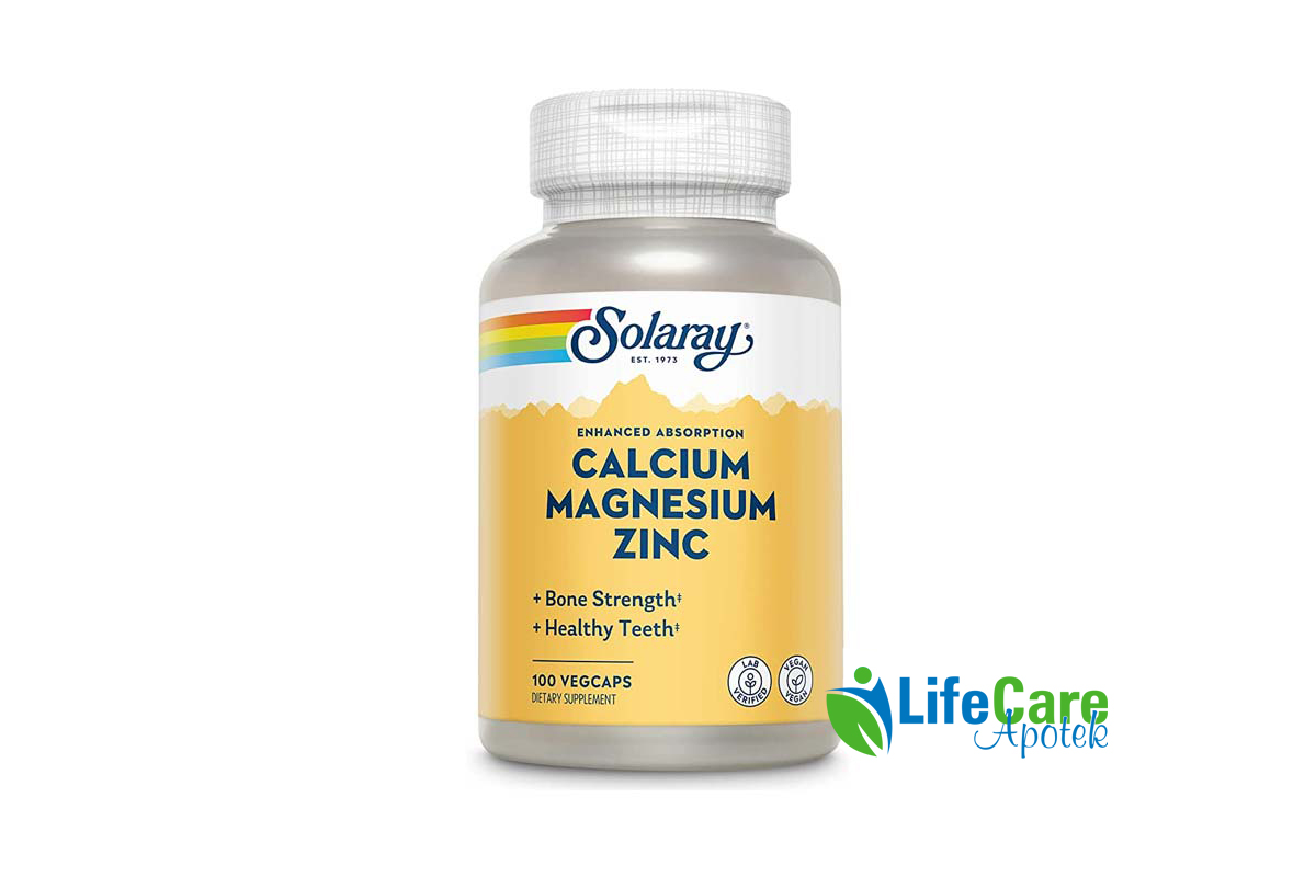SOLARAY CALCIUM MAGNESIUM AND ZINC 100 CAP - Life Care Apotek