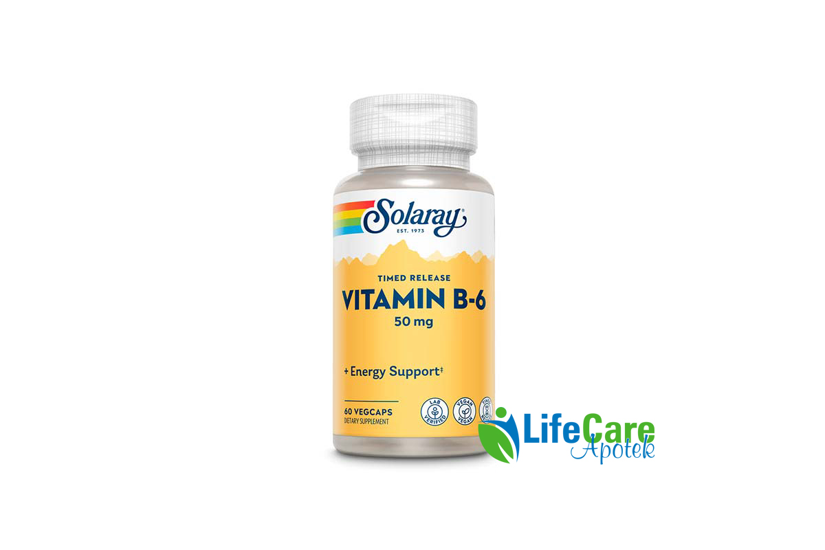SOLARAY VITAMIN B 6 50MG 60 VEGCAPS - Life Care Apotek