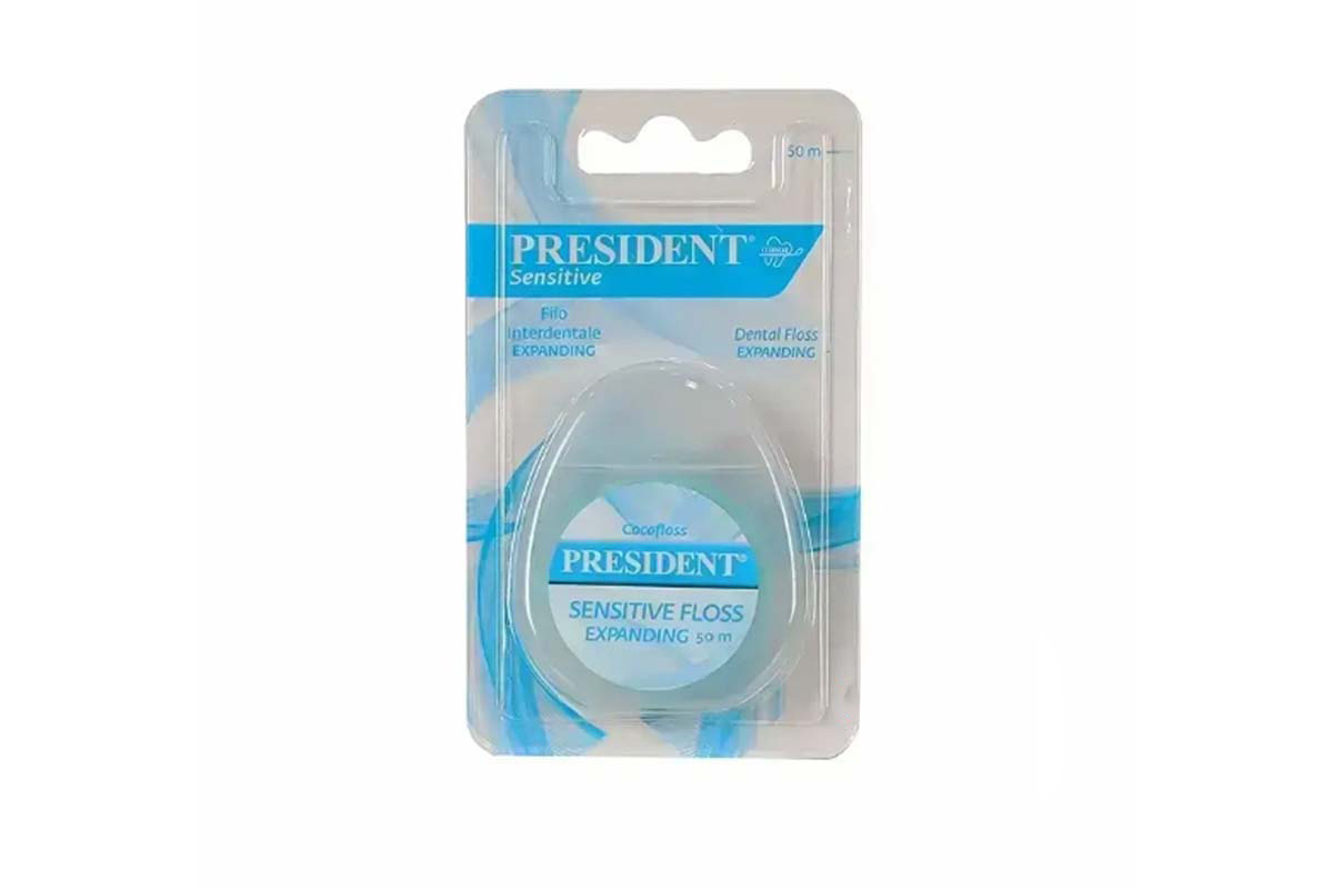 PRESIDENT EXPANDING DENTAL FLOSS SENSITIVE 25M - Life Care Apotek