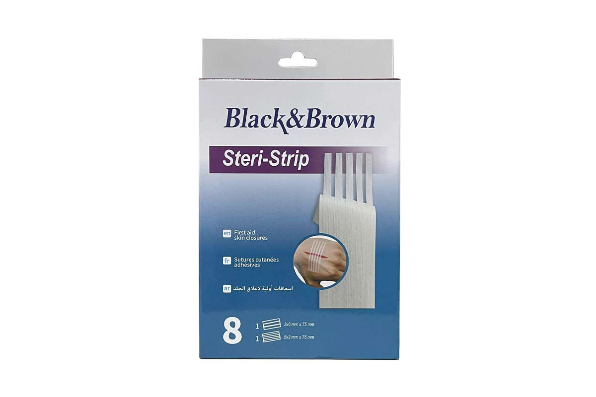 BLACK AND BROWN STERI STRIP 8 STRIPS - Life Care Apotek