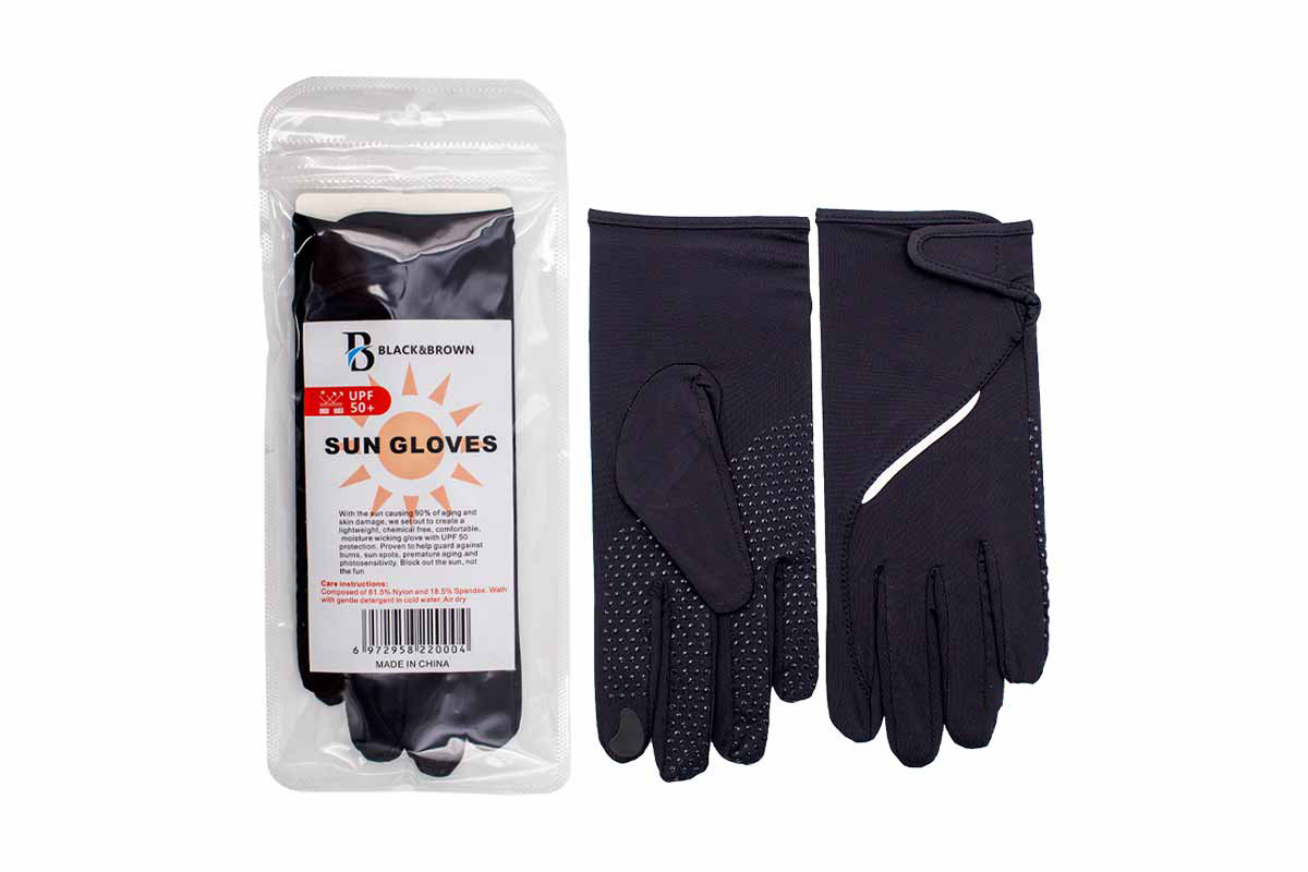 BLACK AND BROWN UPF50 PLUS SUN HAND GLOVES COLOR BLACK 2 PCS - Life Care Apotek