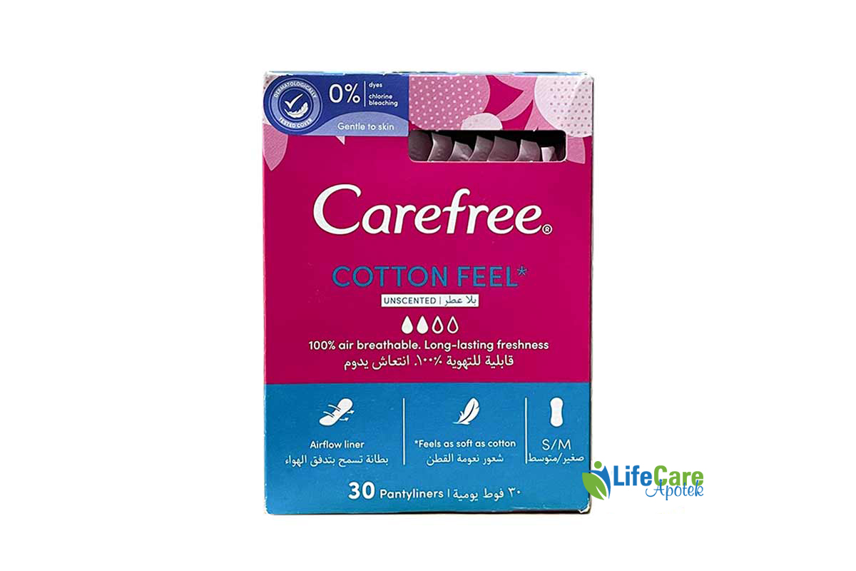 CAREFREE COTTON FEEL UNSCENTED 30 PIECES - Life Care Apotek