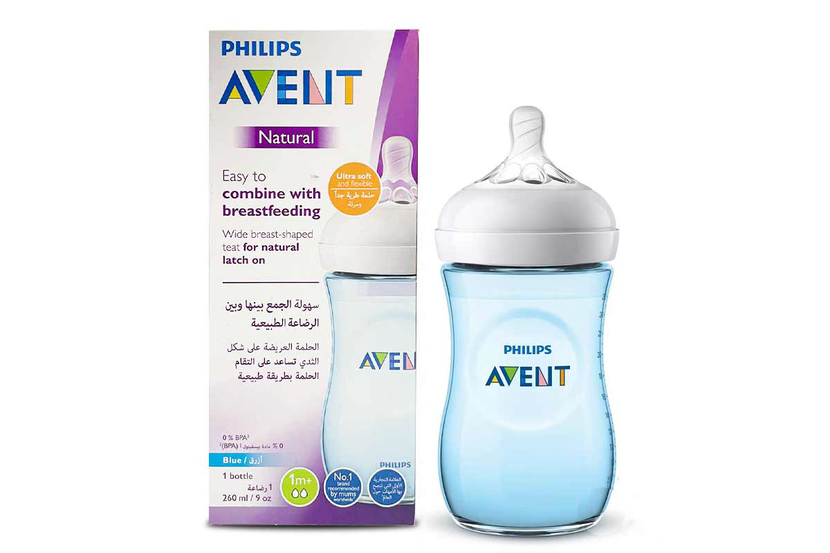 PHILIPS AVENT NATURAL FEEDING BOTTLE BLUE 1 MONTH PLUS 260 ML - Life Care Apotek