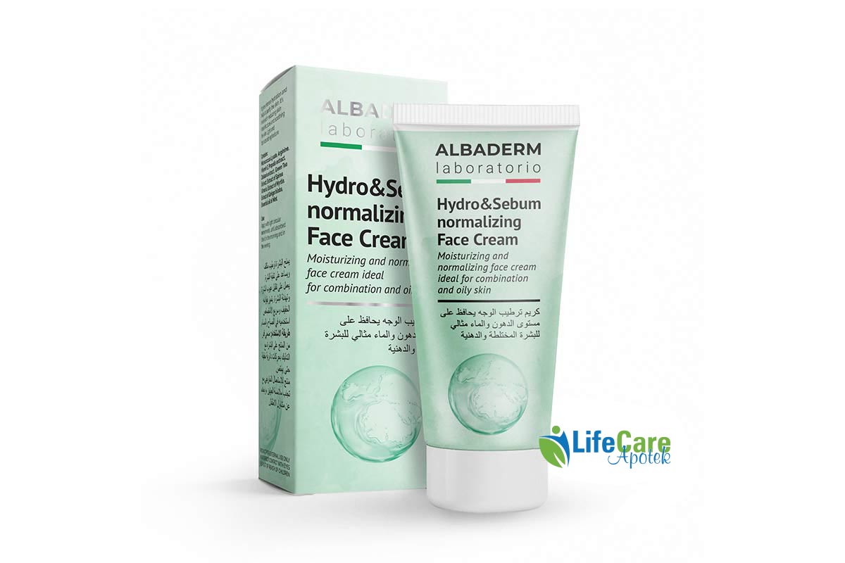 ALBADERM HYDRO AND SEBUM MOISTURIZING FACE CREAM FOR COMBINATION AND OILY SKIN 50 ML - Life Care Apotek