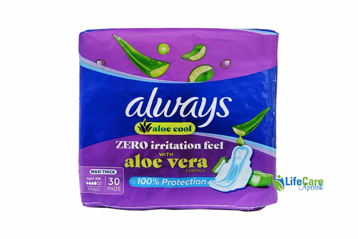 ALWAYS ALOE COOL WITH ALOE VERA MAXI THICK LIGHT DAY LONG 30 PADS - Life Care Apotek