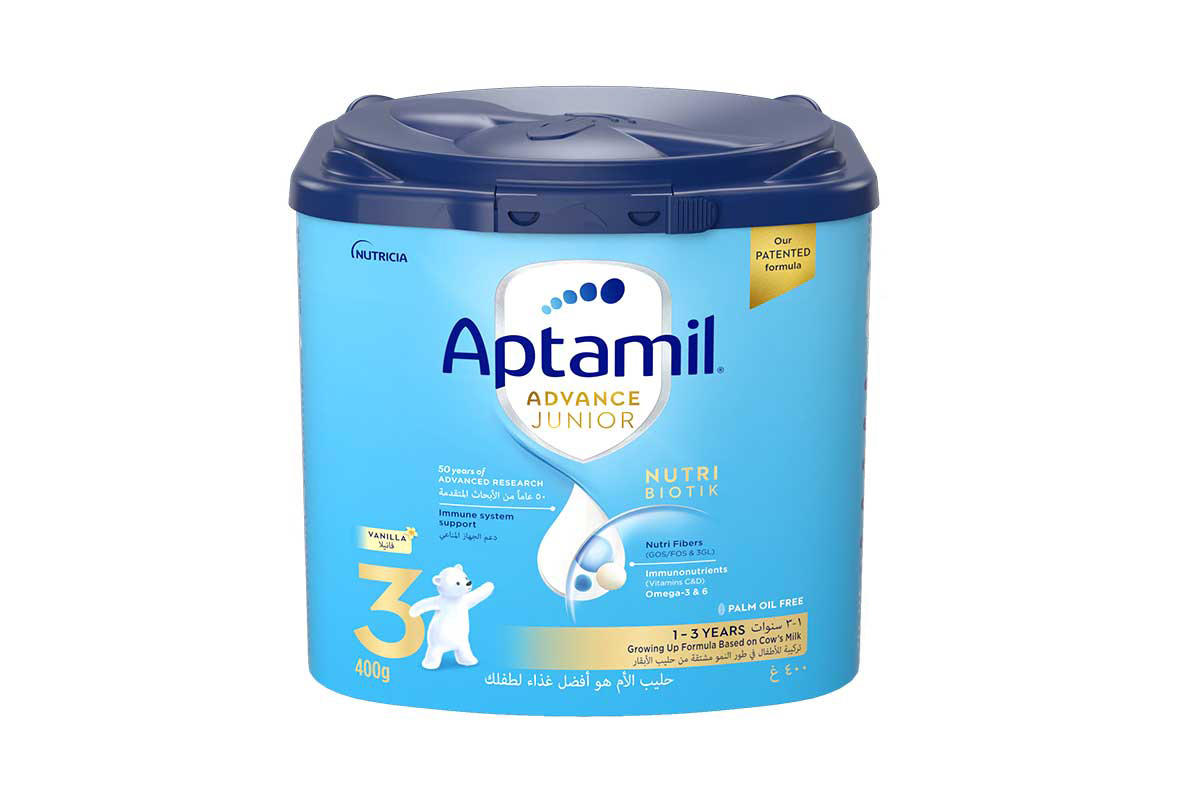 APTAMIL ADVANCE JUNIOR NO3 FROM 1 TO  3 YEARS VANILLA 400 GM - Life Care Apotek