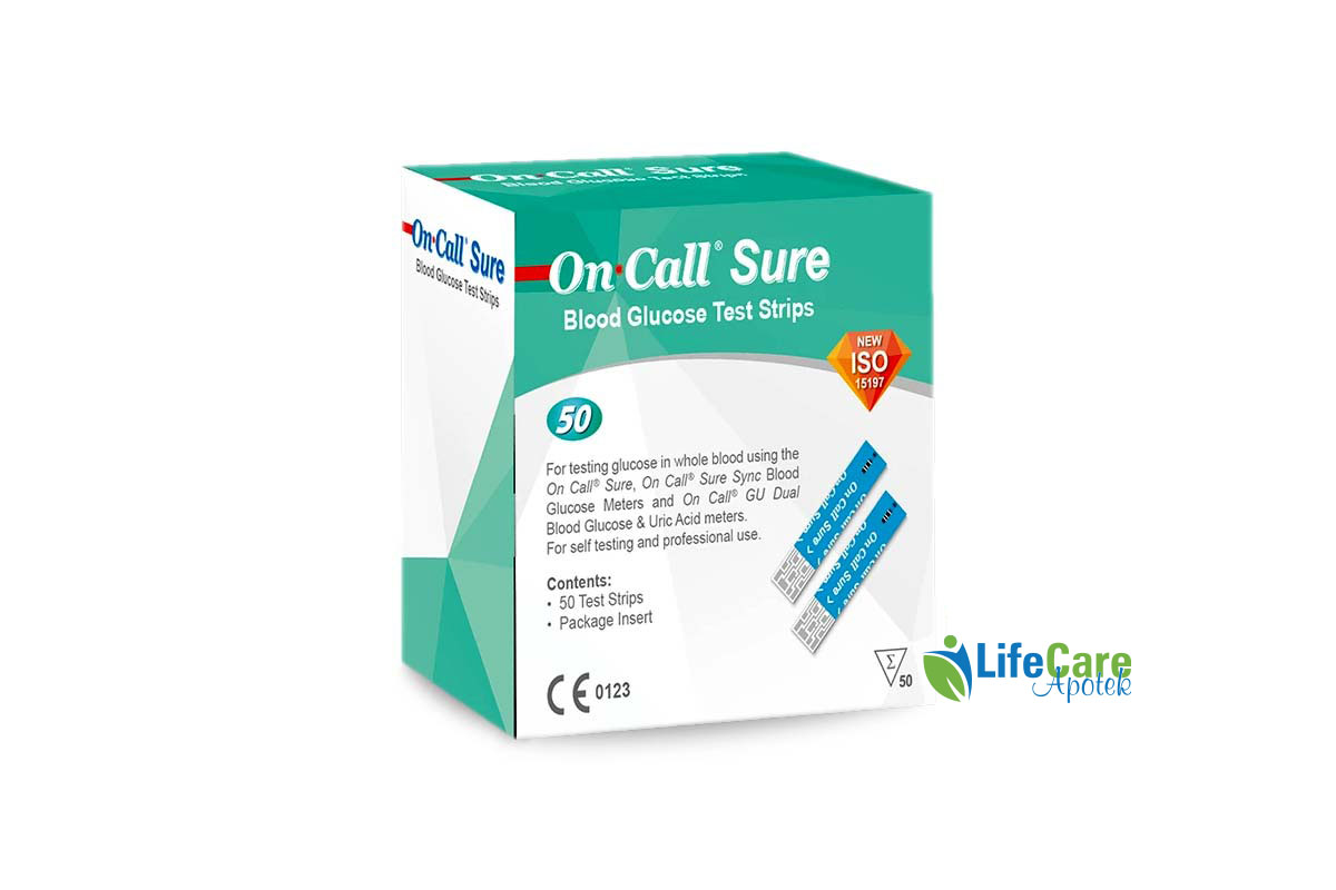 ON CALL SURE GLUCOSE TEST 50 STRIPS - Life Care Apotek