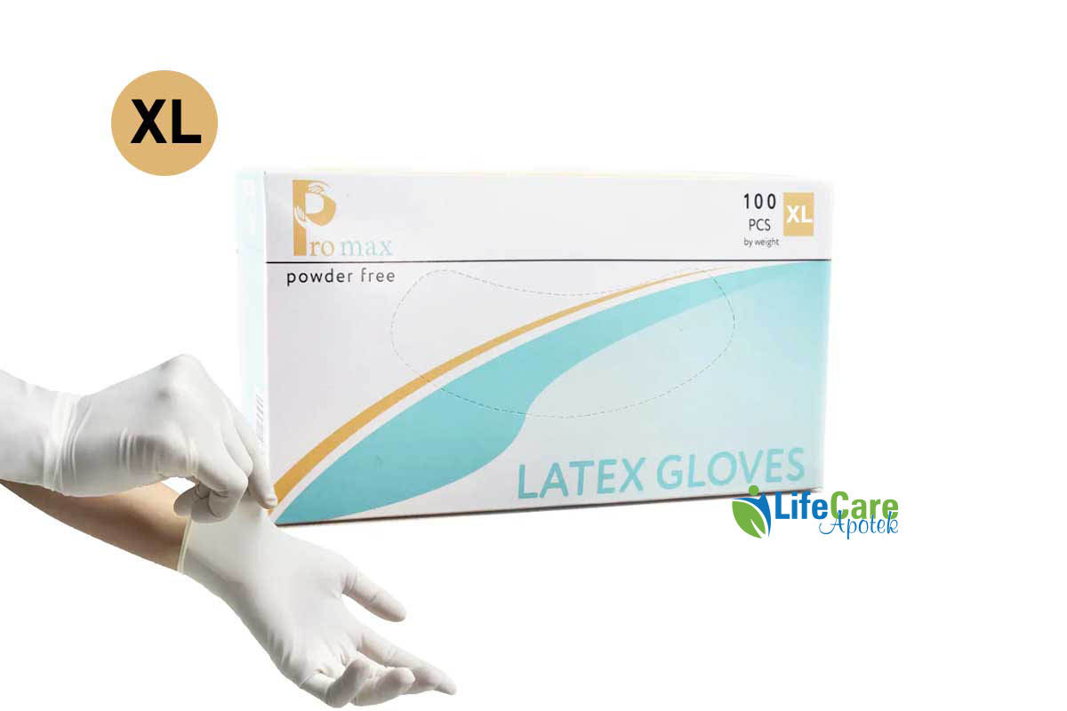 PROMAX POWDER FREE LATEX GLOVES SIZE X LARGE 100 PCS - Life Care Apotek